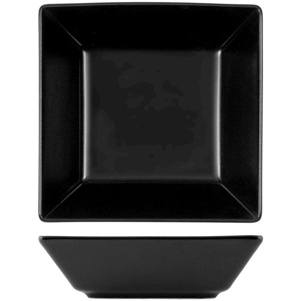 Confezione 6 piatti fondi quadrati Boston Osaka in stoneware nero cm 17x17 - Foto 1