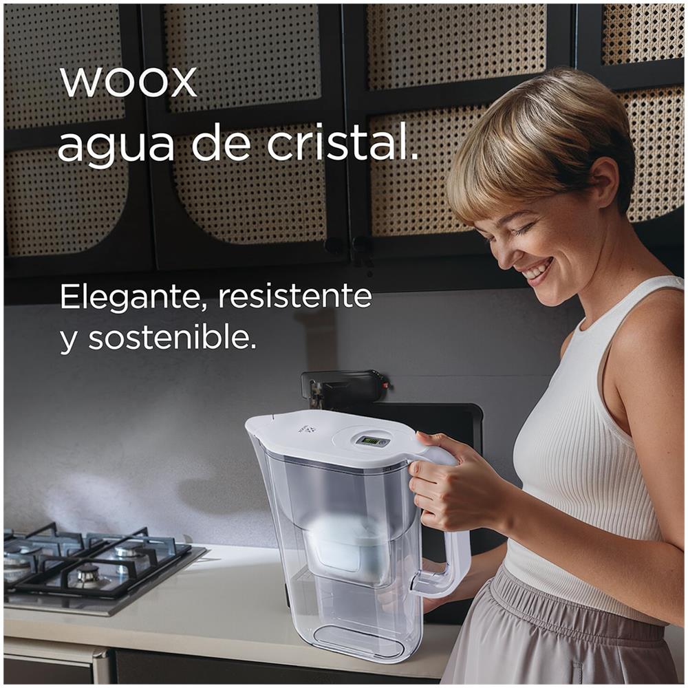 Brocca Filtrante Per Acqua Da 2,4 L, Durata 35 Giorni, Per Frigorifero, Elemento Filtrante Anti-rovesciamento, Con Promemoria Elettronico Sul Display, Compatibile Con Filtro Brita, Riduce Il Sapore E L'odore Di Cloro, Senza Bpa, Bianco - Foto 1