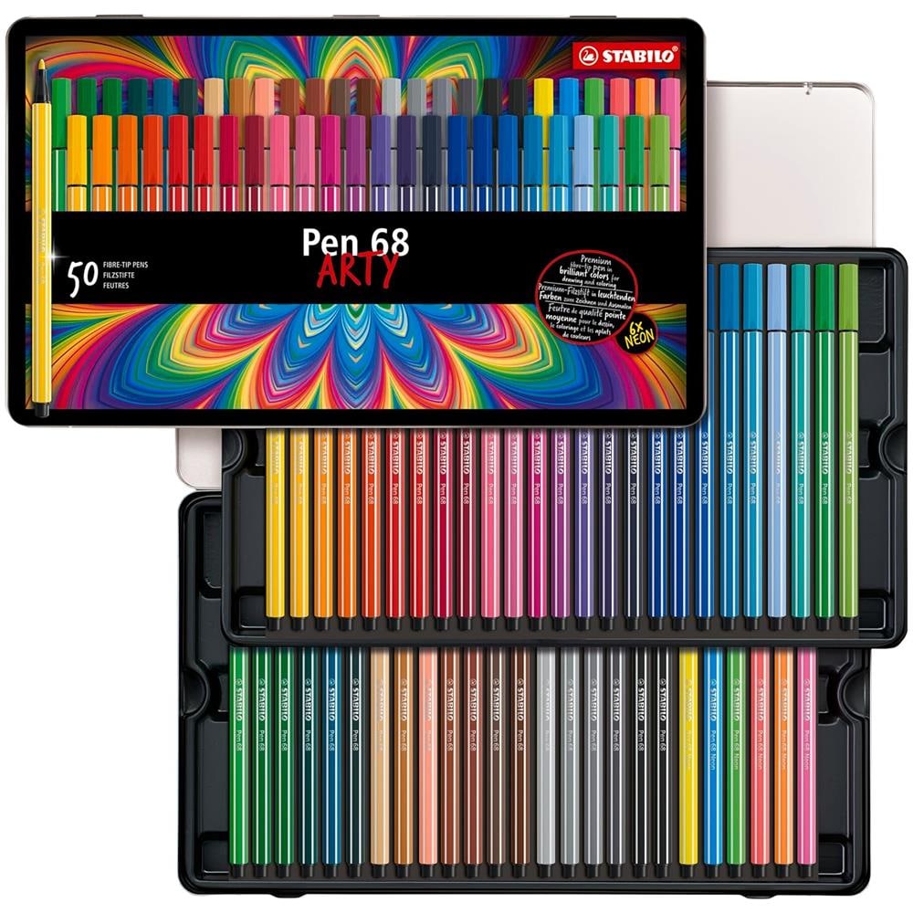 Pen 68 - Pennarello Premium - ARTY - Scatola in Metallo da 50 - Colori Assortiti - Foto 1