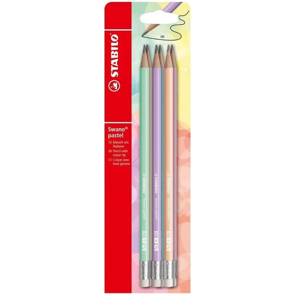 Swano pastel - Matita con Gommino - Gradazione HB - Pack da 6 - Giallo Banana /Carta da zucchero /Verde Menta /Glicine /Rosa Pesca /Rosa Antico - Foto 1