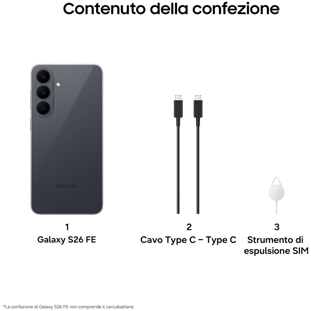 Galaxy S26 FE 5G 256GB 8GB Ram Display 6.7" AMOLED 2X FHD+ 120Hz max Main Camera 50+12MP+8MP Selfie 12MP Dual nanoSim (SIM 1+SIM 2 / SIM 1+eSIM / Dual eSIM) Android Exynos 2500 4900mAh 193g Graphite Europa - Foto 4