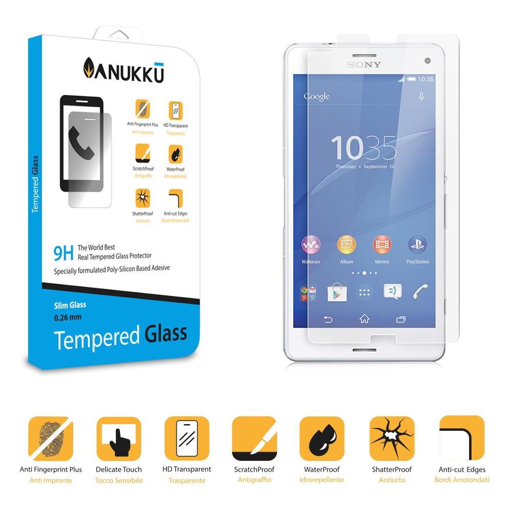 Pellicola Protettiva Proteggi Schermo Screen Protector ® In Vetro Temperato Slim Glass 0,26mm Per Sony Xperia Z3 Compact - Foto 1