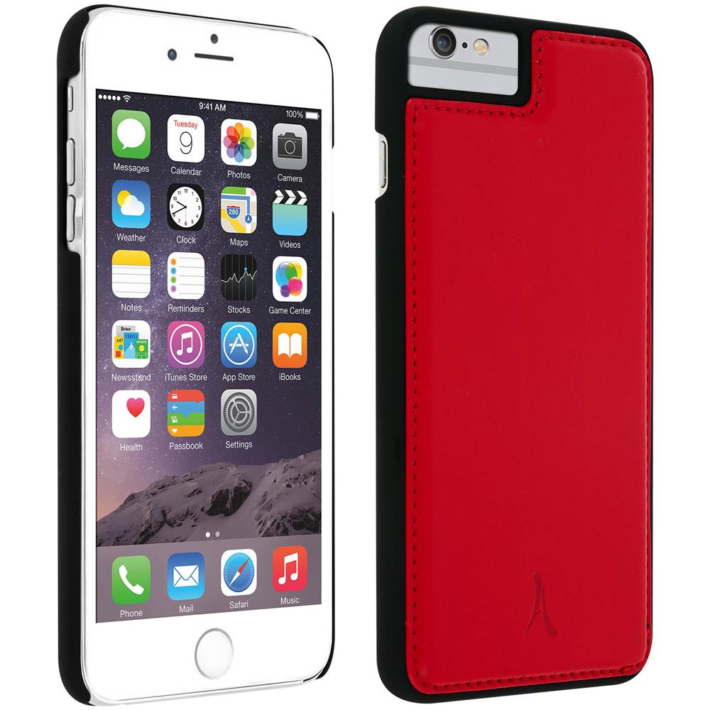 Cover Iphone 8+, 7+, 6+, 6s+ Protezione Rigida Pelle Vera Rosso - Foto 1