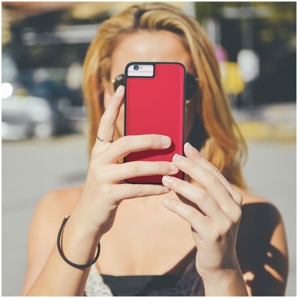 Cover Iphone 8+, 7+, 6+, 6s+ Protezione Rigida Pelle Vera Rosso - Foto 5