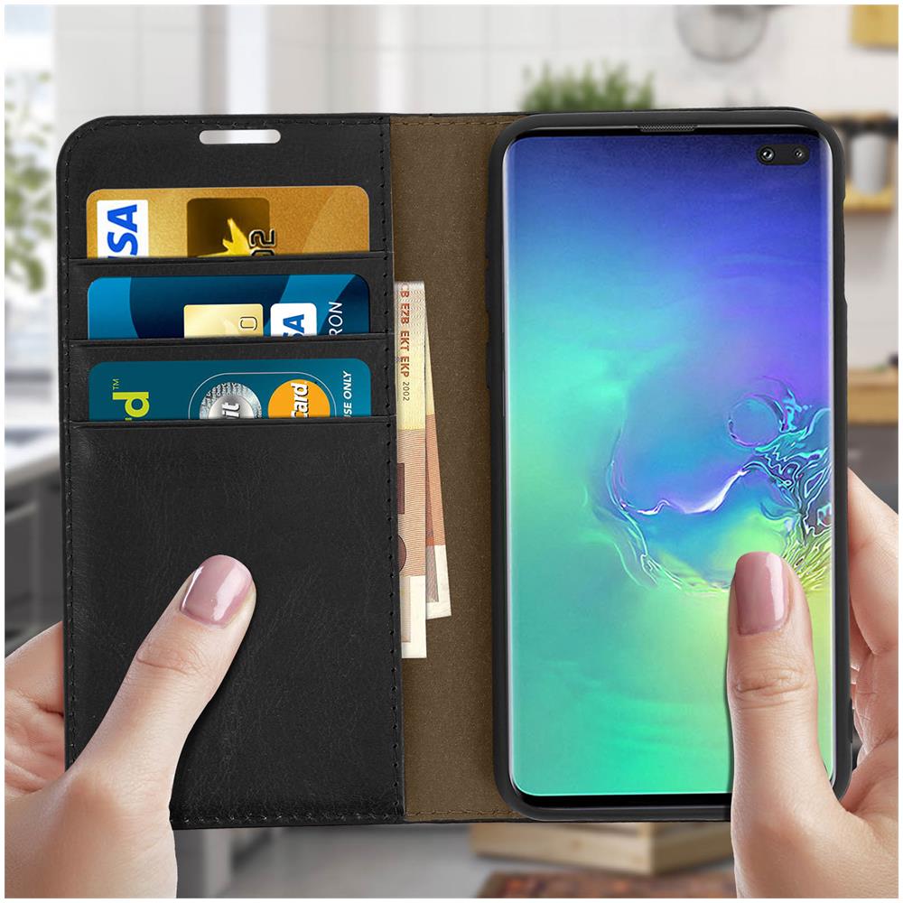 Custodia Galaxy S10 Plus Pelle Portafoglio Funzione Stand - Nero - Foto 2