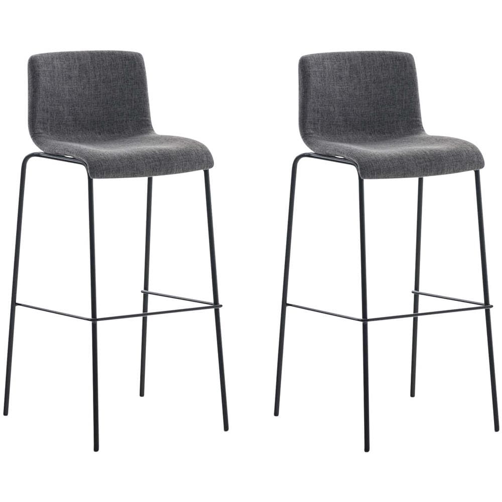 2 Sgabelli Alti HOOVER in Tessuto - Set 2 Sgabelli Bar Design H76 cm I Sedie Sgabello Ergonomiche con Schienale Grigio Chiaro Nero - Foto 1