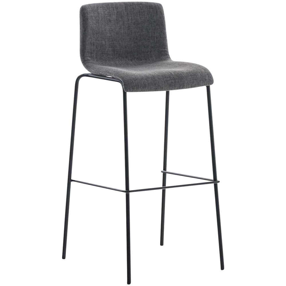 2 Sgabelli Alti HOOVER in Tessuto - Set 2 Sgabelli Bar Design H76 cm I Sedie Sgabello Ergonomiche con Schienale Grigio Chiaro Nero - Foto 2