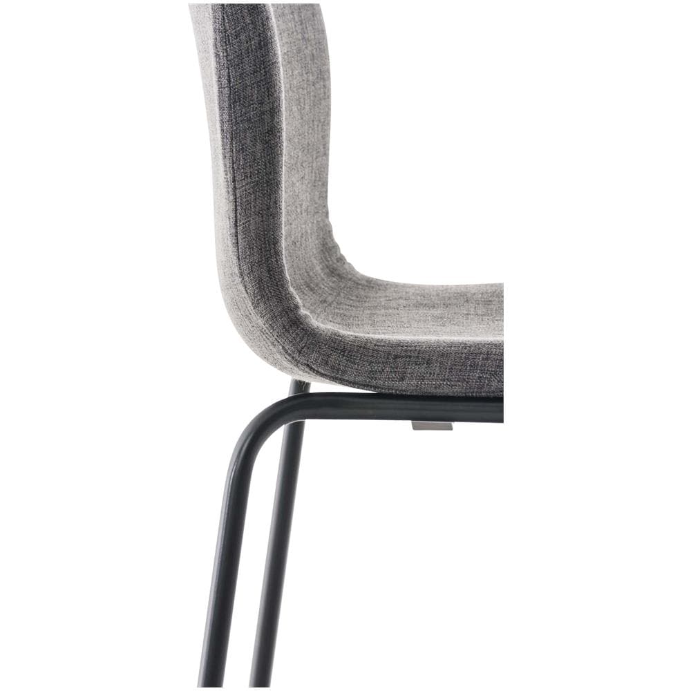2 Sgabelli Alti HOOVER in Tessuto - Set 2 Sgabelli Bar Design H76 cm I Sedie Sgabello Ergonomiche con Schienale Grigio Chiaro Nero - Foto 5