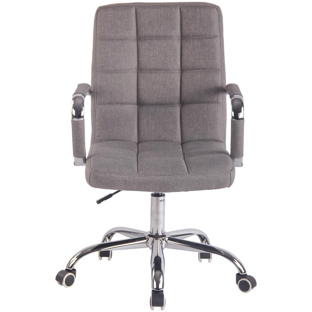 Sedia Design Ufficio Deli in Tessuto - Poltrona Scrivania Imbottita - Sedia Studio Direzionale Girevole e Regolabile H 45-55cm Grigio - Foto 2