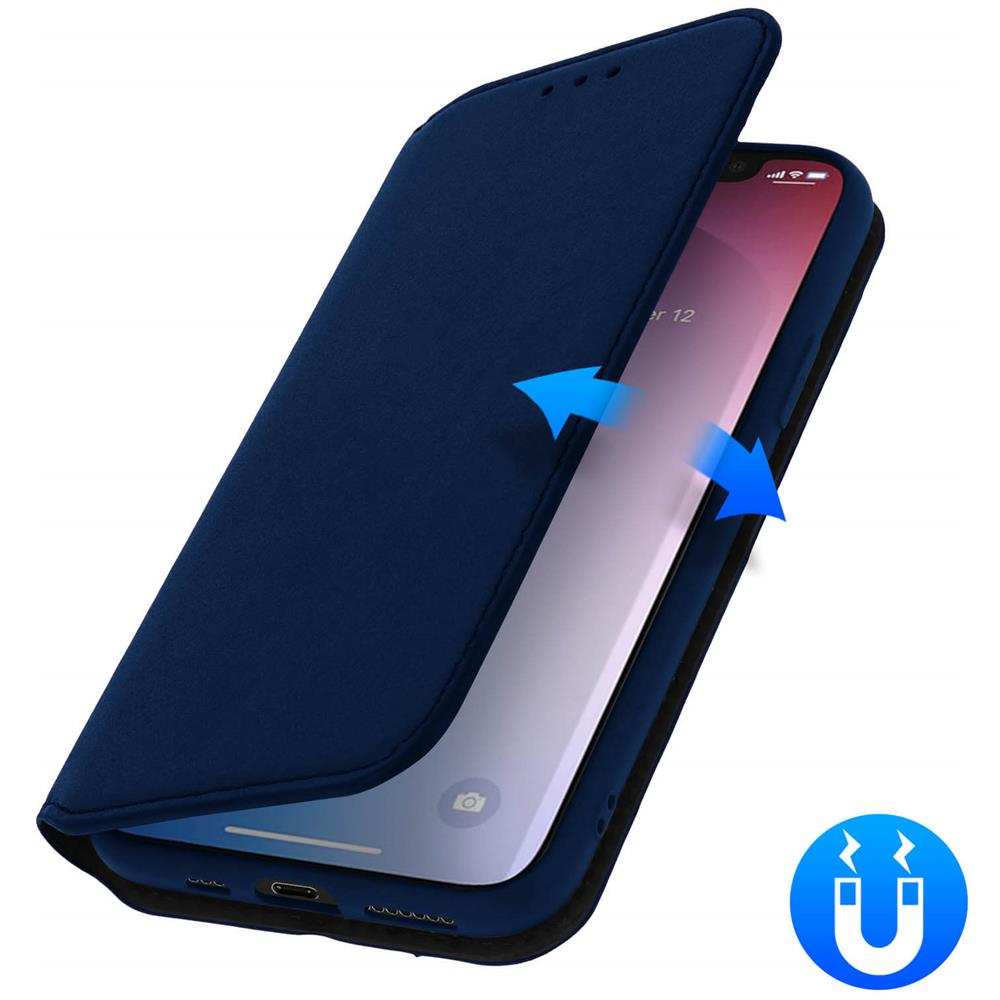 Custodia Per Iphone 11 Pro Max Portacarte Supporto Video Copertina Magnetica Blu - Foto 2