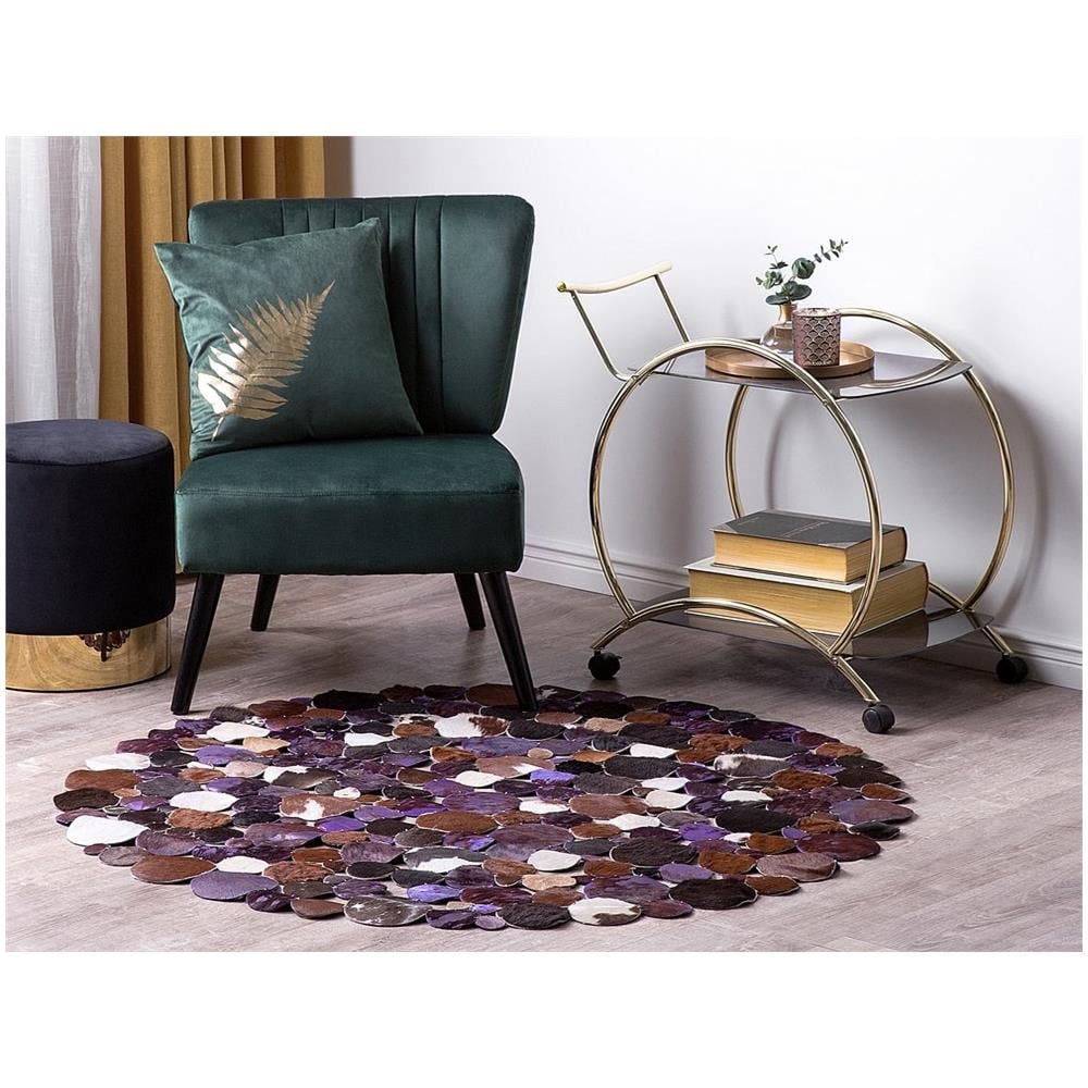Tappeto Rotondo Ø140 Cm In Pelle Marrone Violetto Sorgun - Foto 2