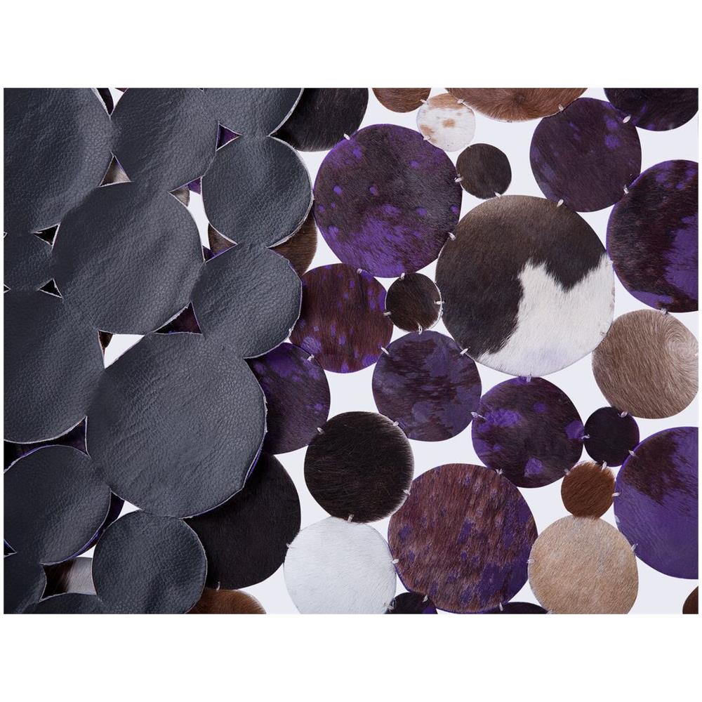 Tappeto Rotondo Ø140 Cm In Pelle Marrone Violetto Sorgun - Foto 8
