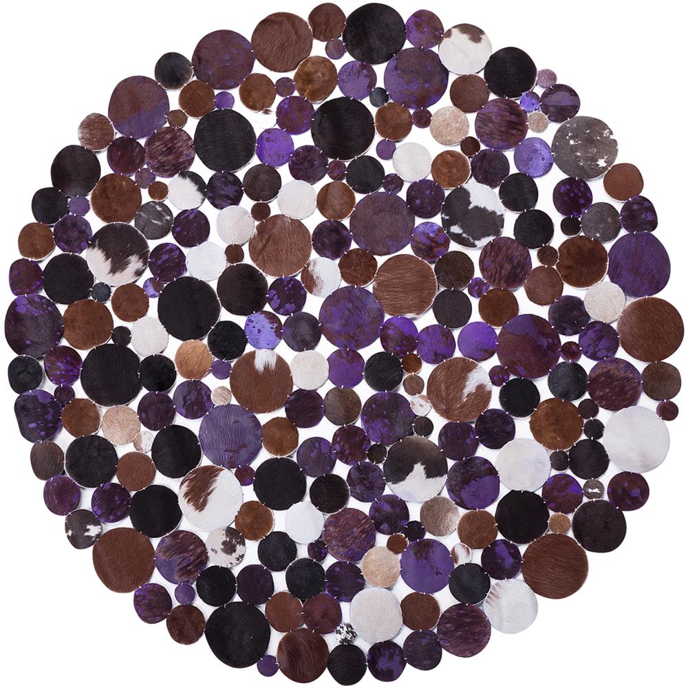 Tappeto Rotondo Ø140 Cm In Pelle Marrone Violetto Sorgun - Foto 1