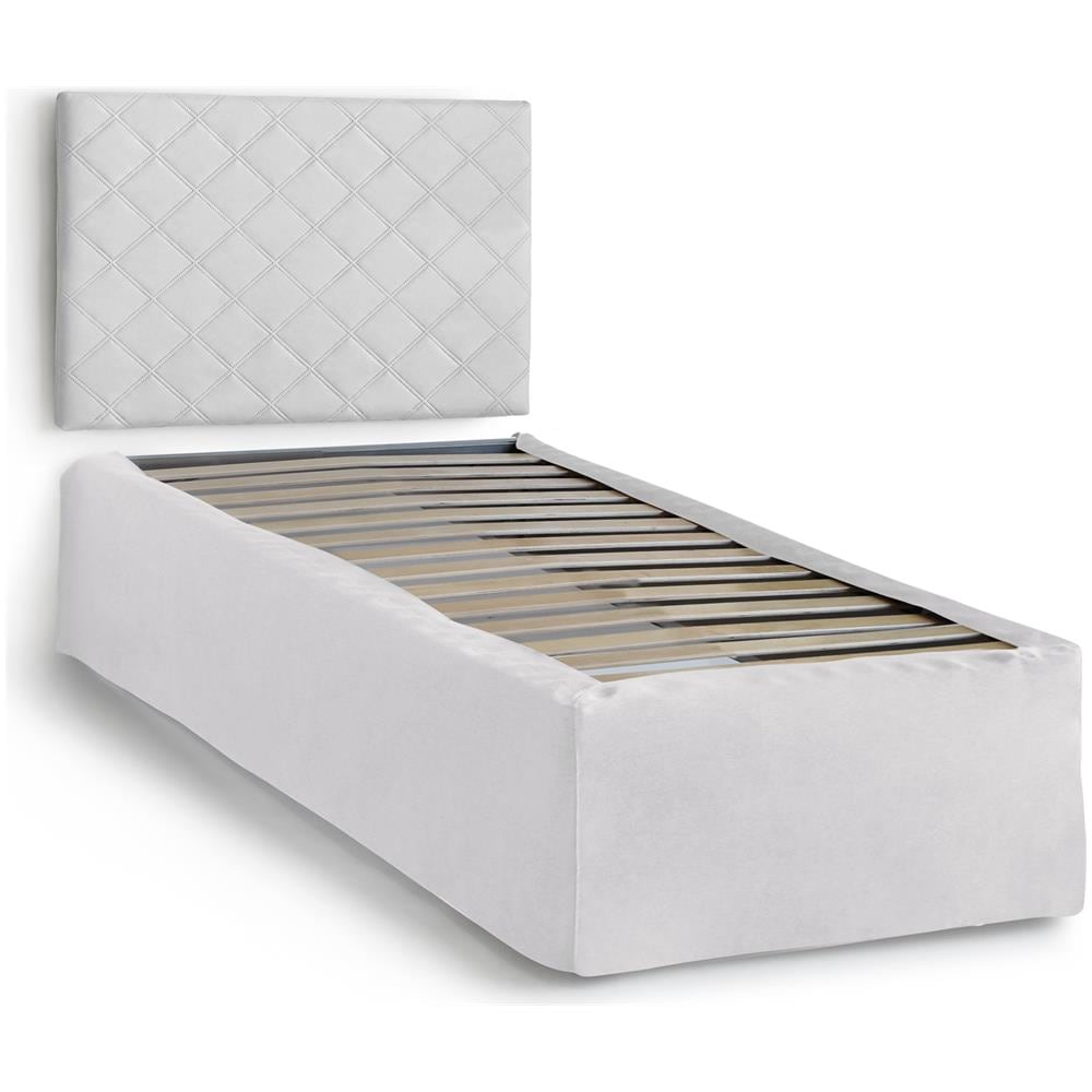 TALAMO ITALIA  Set testata in ecopelle con rete ortopedica e mantovana Made in Italy adatta a letto Singolo per materasso da cm 80x190 Bianco JV11462