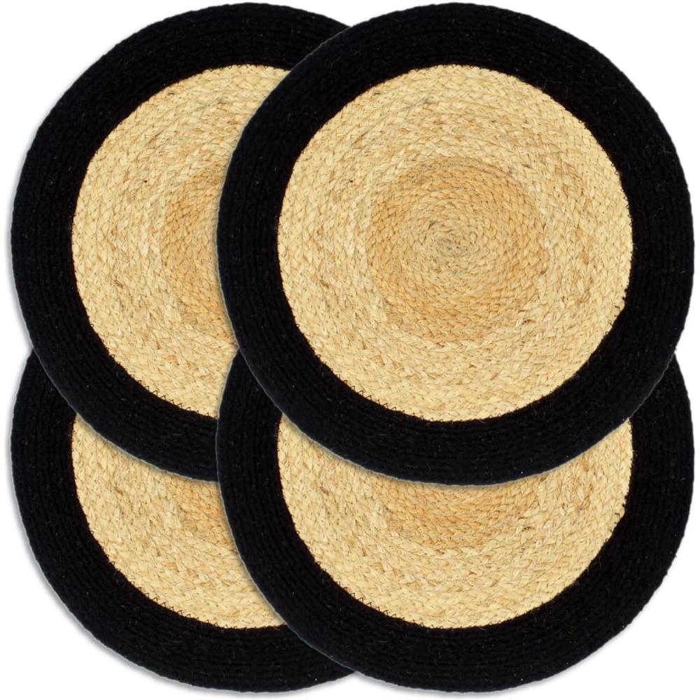 Tovagliette 4 pz Naturale e Nero 38 cm in Juta e Cotone - Foto 1