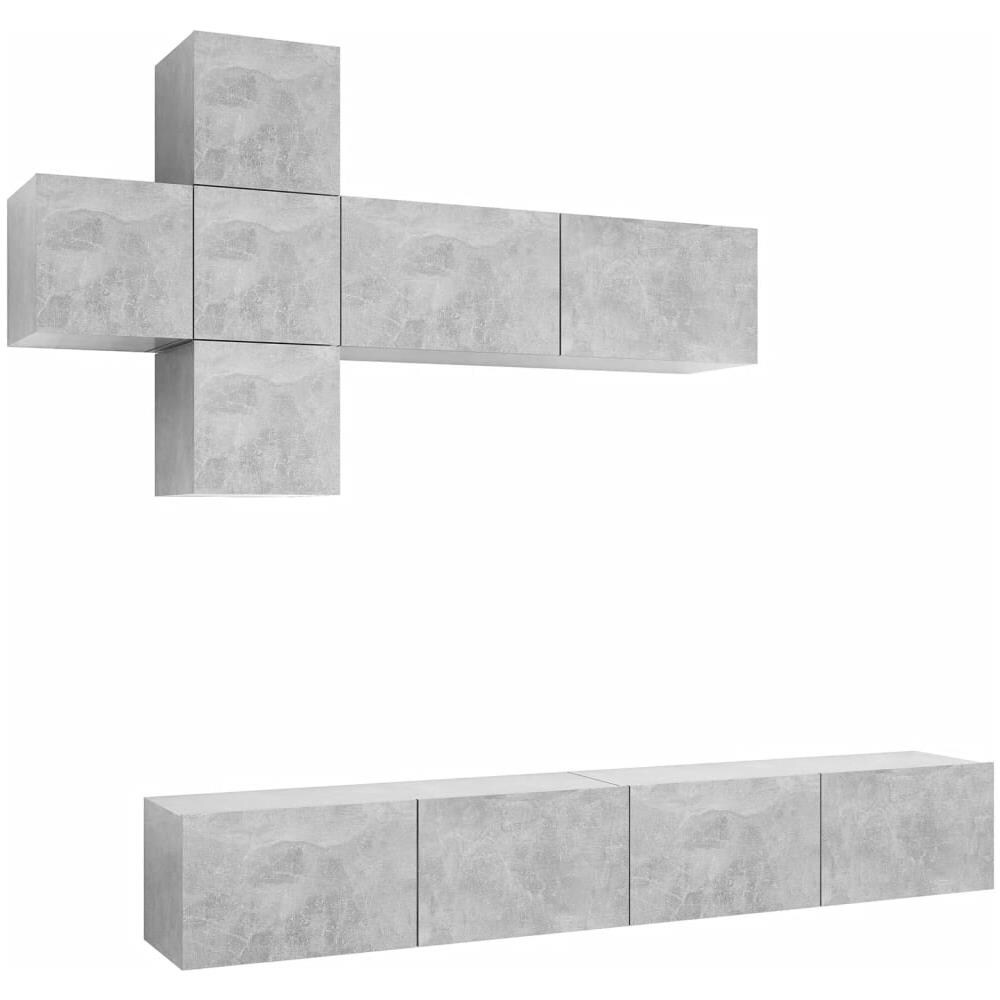 Set Porta Tv 7 Pz Grigio Cemento In Truciolato - Foto 2