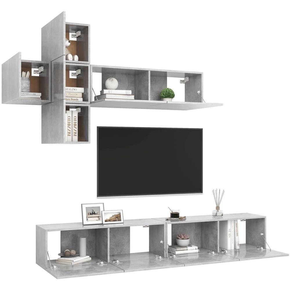 Set Porta Tv 7 Pz Grigio Cemento In Truciolato - Foto 3