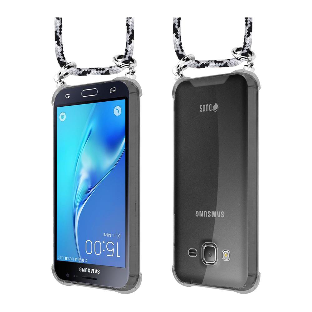 Catena Di Telefoni Cellulari Compatibile Con Samsung Galaxy J3 / J3 Duos 2016 In Nero Camouflage - Coperchio Protettivo In Silicone Con Anelli D'argento, Cinturino In Corda E Custodia Staccabile - Foto 8