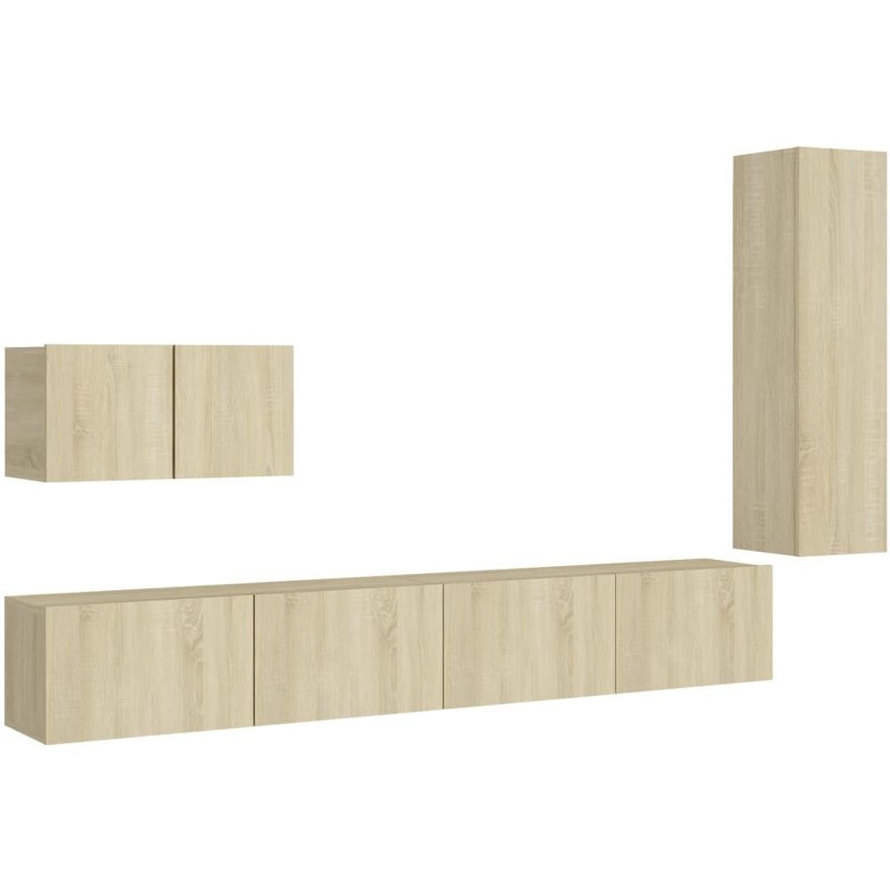 Set di Mobili Porta TV 4 pz Rovere Sonoma in Legno Multistrato - Foto 1