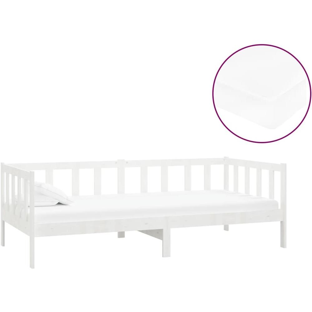 Divano Letto Con Materasso 90x200 Cm Bianco In Massello Di Pino - Foto 2