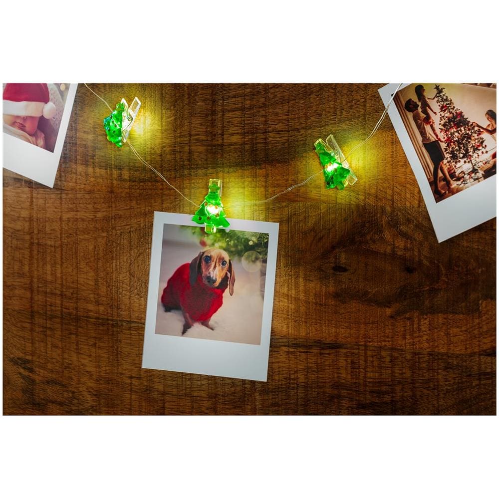 Stringa 10 Led Con Clip Albero Natale Per Appendere Foto Ip20 Con Timer - Foto 2