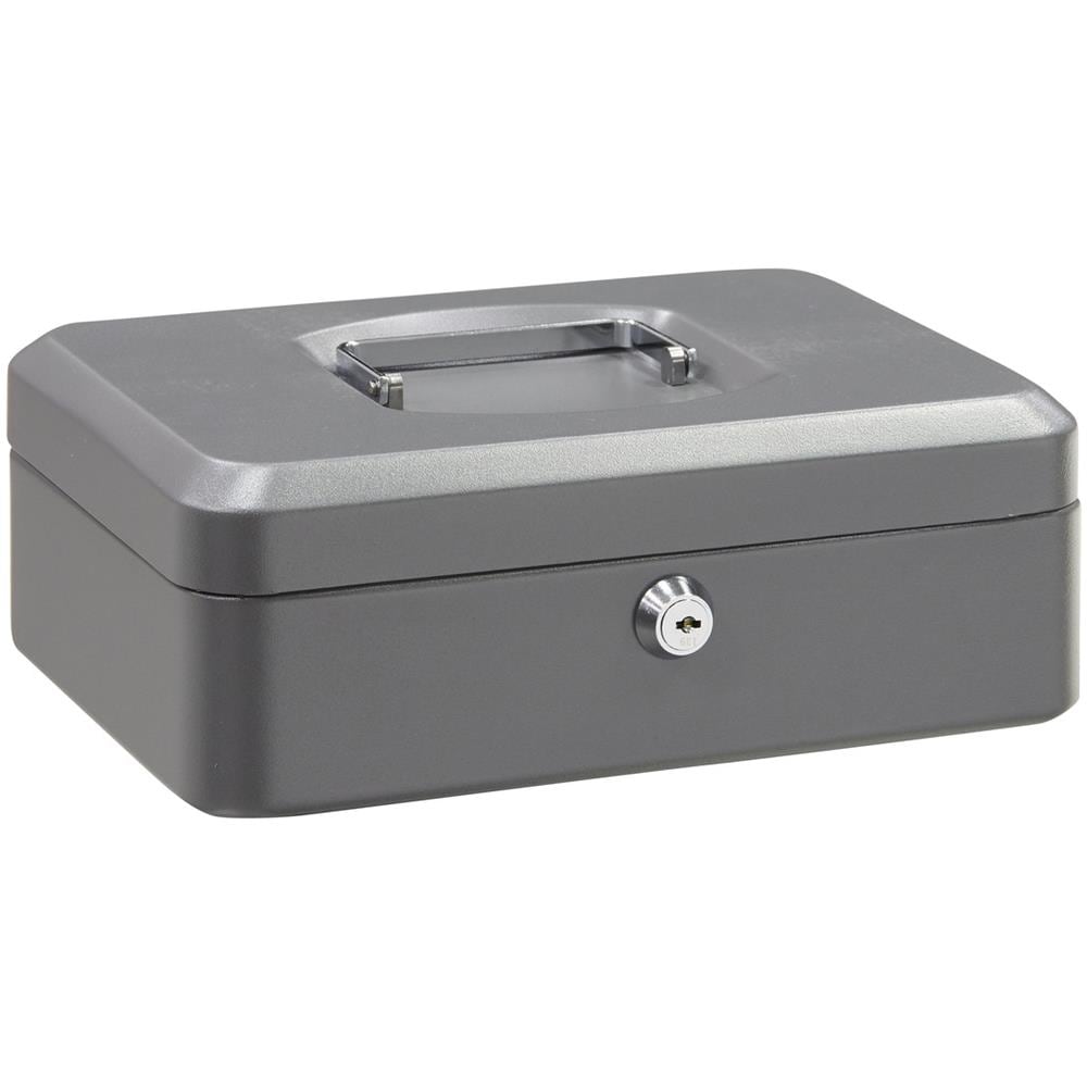 Elegant C9236 Cassetta Di Sicurezza Con Chiave Per Contare E Trasportare Denaro | Cassetta Portavalori In Acciaio Con Vassoio Portamonete | Cassaforte Portatile De 25 Cm Di Larghezza | Grigio - Foto 1