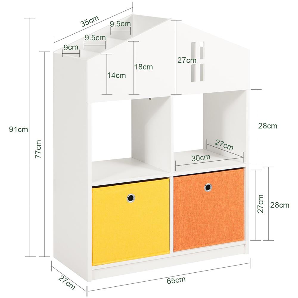Libreria Per Bambini Scaffale Per Bambini Con 2 Scatole In Tessuto Organizer Per Giocattoli Bianco Kmb49-w - Foto 2