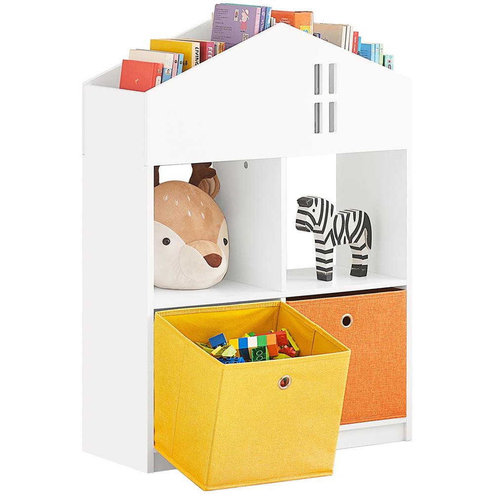 Libreria Per Bambini Scaffale Per Bambini Con 2 Scatole In Tessuto Organizer Per Giocattoli Bianco Kmb49-w - Foto 1