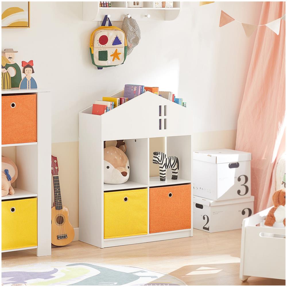Libreria Per Bambini Scaffale Per Bambini Con 2 Scatole In Tessuto Organizer Per Giocattoli Bianco Kmb49-w - Foto 7