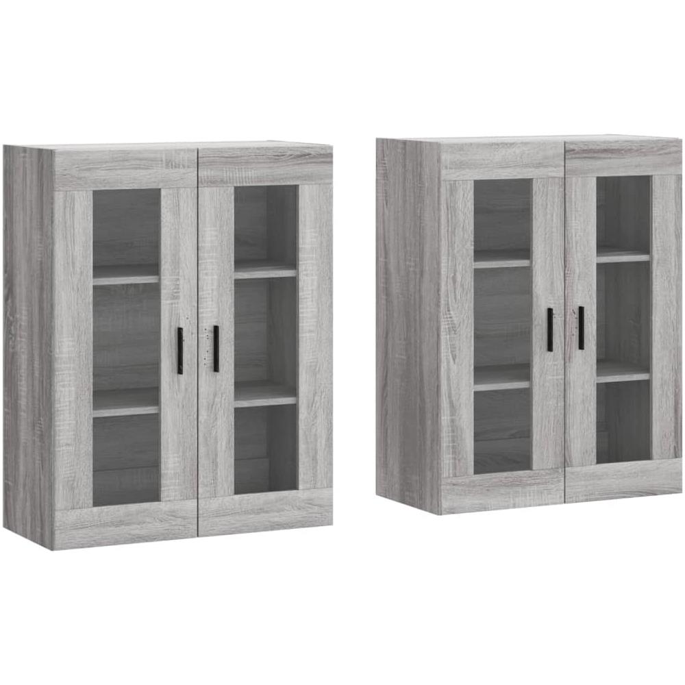 Armadietti A Parete 2 Pz Grigio Sonoma In Legno Multistrato - Foto 2