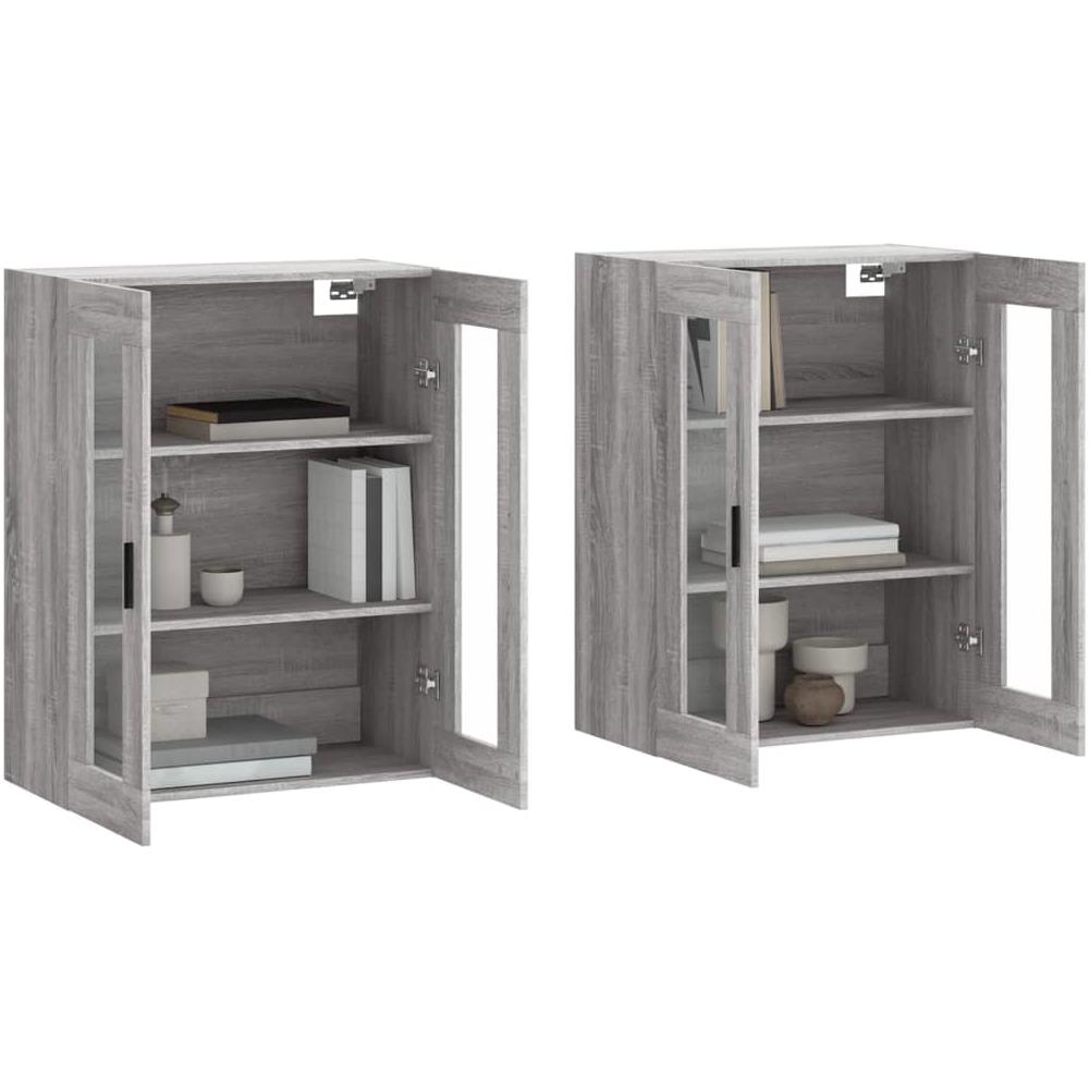 Armadietti A Parete 2 Pz Grigio Sonoma In Legno Multistrato - Foto 3