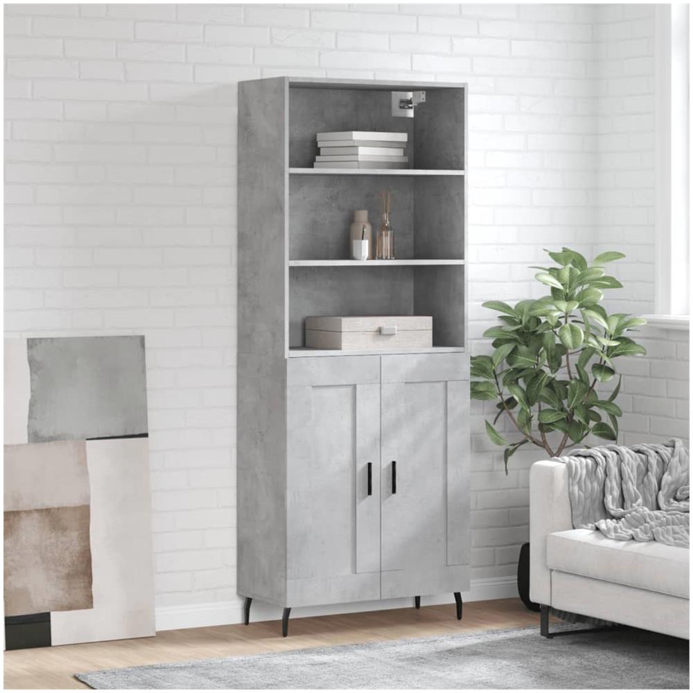 Credenza Grigio Cemento 69,5x34x180 Cm In Legno Multistrato - Foto 1