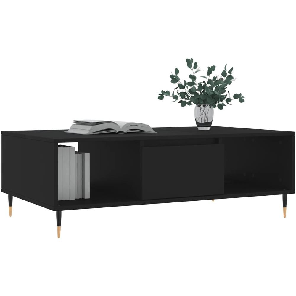 Tavolino Da Salotto Nero 104x60x35 Cm In Legno Multistrato - Foto 3