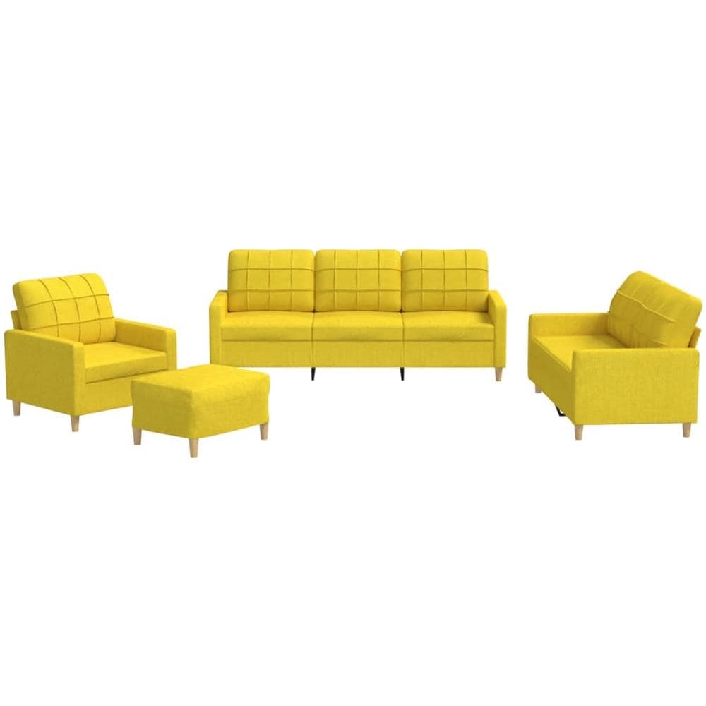 Set Di Divani 4 Pz Con Cuscini Giallo Chiaro In Tessuto - Foto 2