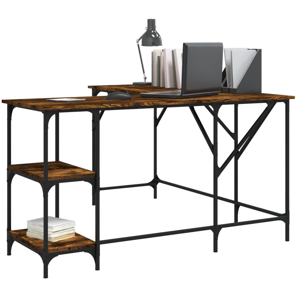 Scrivania Rovere Fumo 139x139x75 Cm In Legno Multistrato - Foto 3