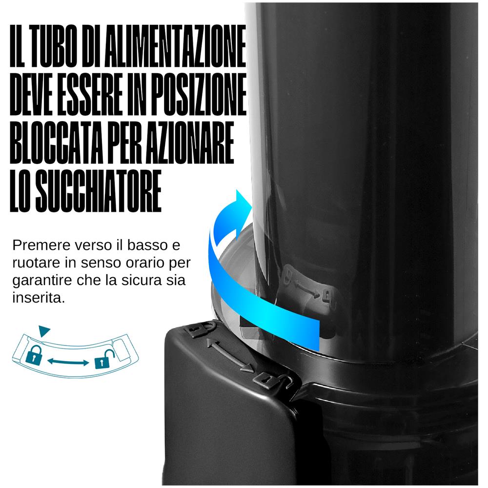 Ginnie Spremiagrumi a Freddo Professionale, Estrattore Lento 60 RPM per Agrumi, Design Compatto e Facile da Pulire, 400ml, 100W - Nero - Foto 1