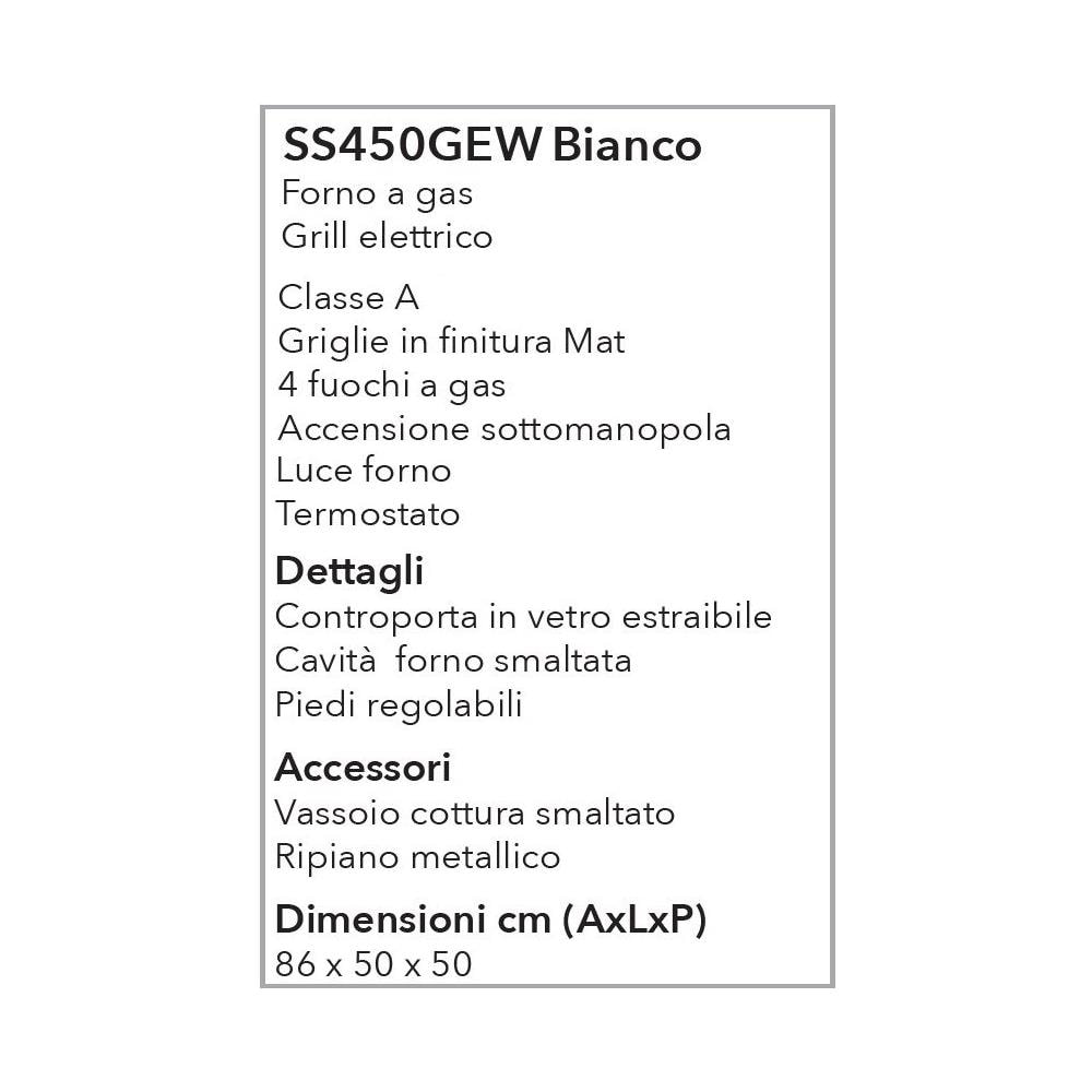 Cucina a Gas 4 Fuochi a Gas Forno a Gas Dimensioni 50 x 50 cm Colore Bianco - Foto 4