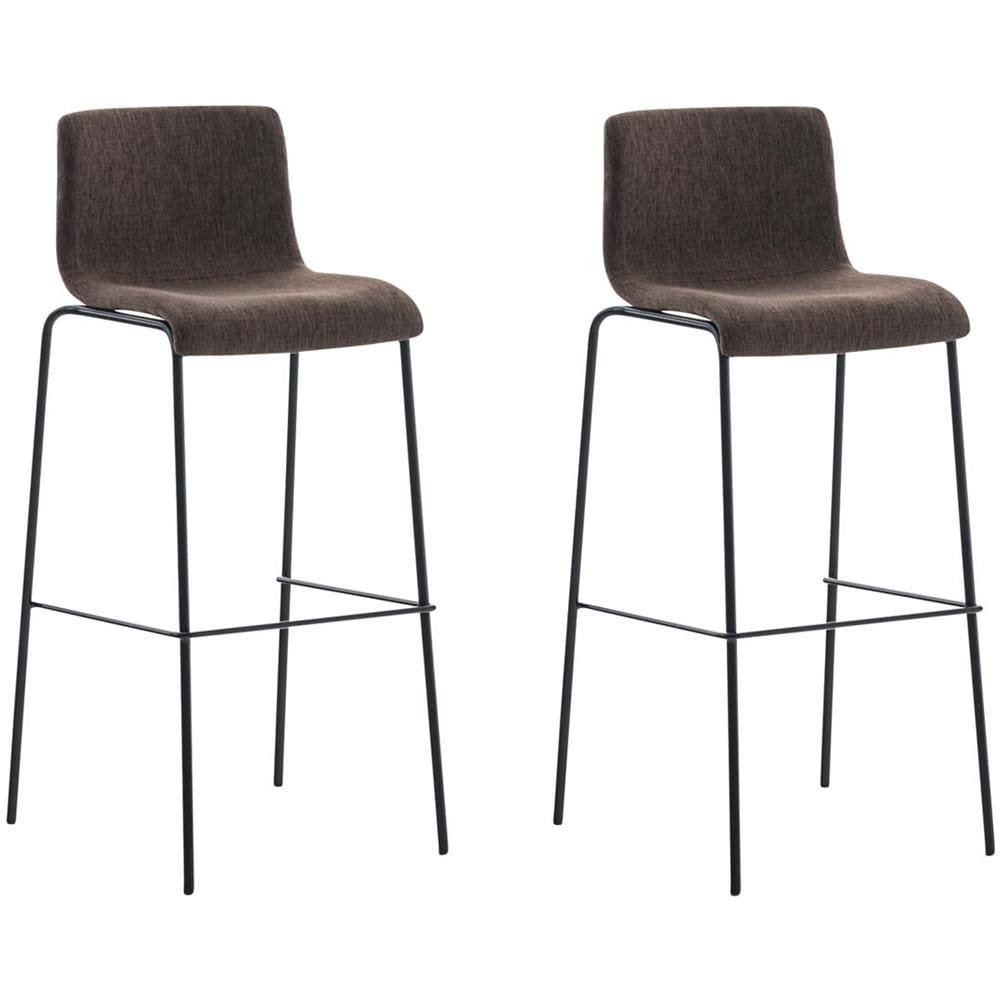 2 Sgabelli Alti HOOVER in Tessuto - Set 2 Sgabelli Bar Design H76 cm I Sedie Sgabello Ergonomiche con Schienale Marrone Nero - Foto 1