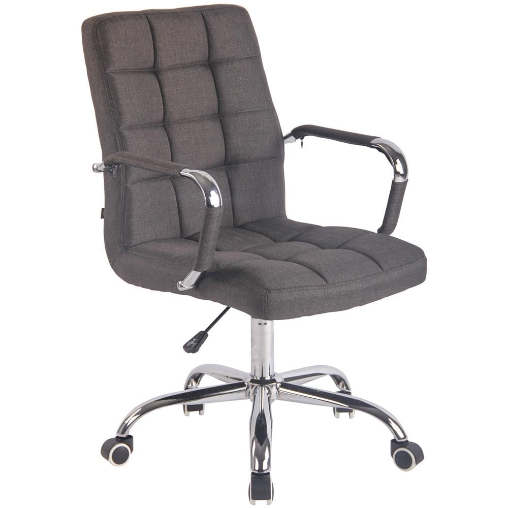 Sedia Design Ufficio Deli in Tessuto - Poltrona Scrivania Imbottita - Sedia Studio Direzionale Girevole e Regolabile H 45-55cm Grigio Scuro - Foto 1