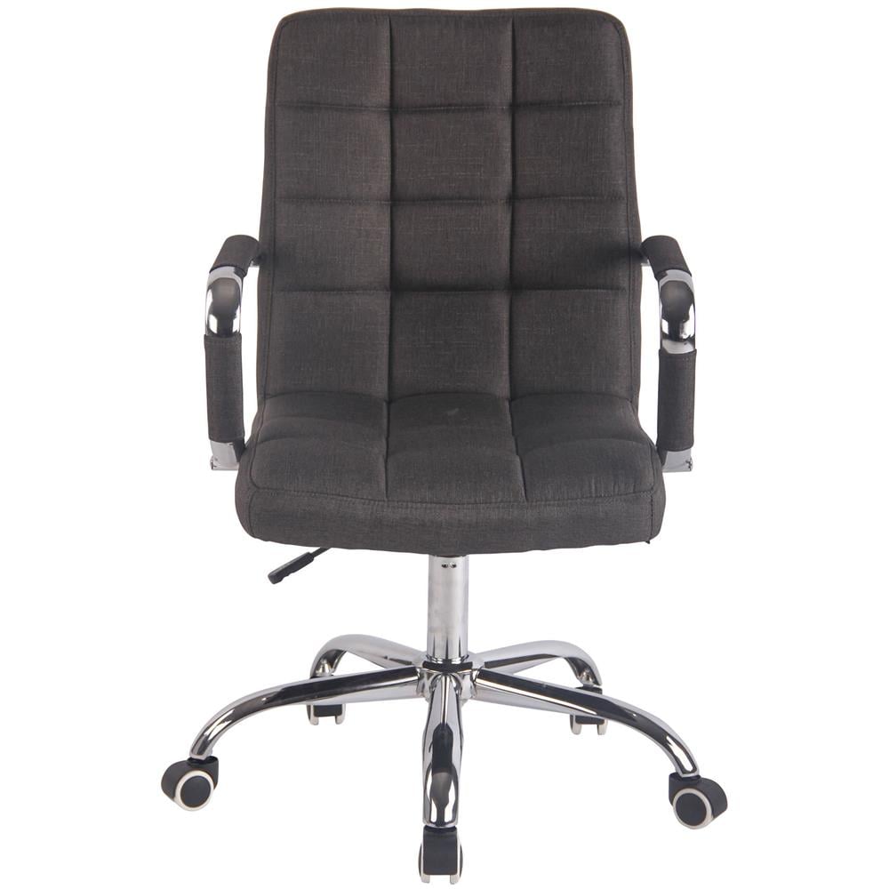 Sedia Design Ufficio Deli in Tessuto - Poltrona Scrivania Imbottita - Sedia Studio Direzionale Girevole e Regolabile H 45-55cm Grigio Scuro - Foto 2