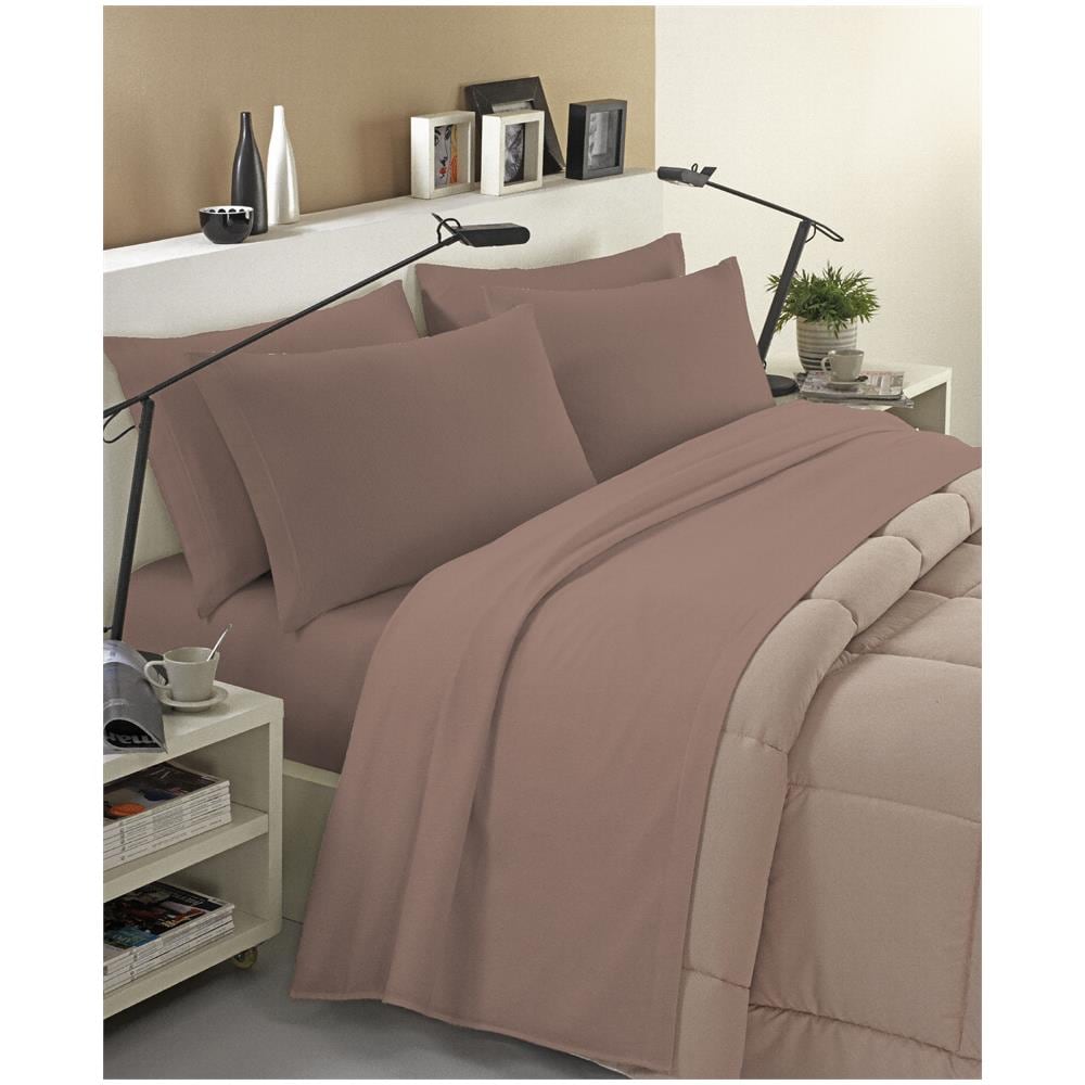 Completo Lenzuola Invernale Felpate In Flanella Anti-pilling 100% Cotone Tinta Unita Singolo Marrone Chiaro - Foto 1