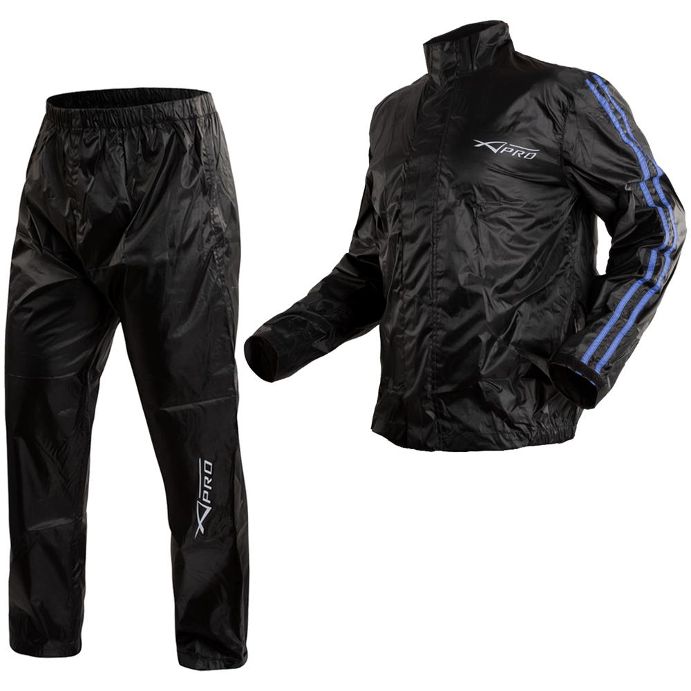 Antipioggia Giacca Pantaloni Alta Visibilità Impermeabile Moto Scooter Blu Xl - Foto 2