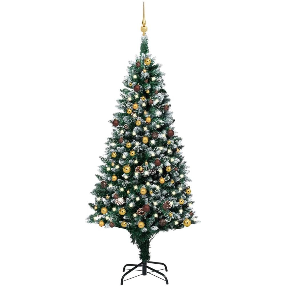 Set Albero Natale Artificiale con LED Palline e Pigne 210 cm - Foto 1
