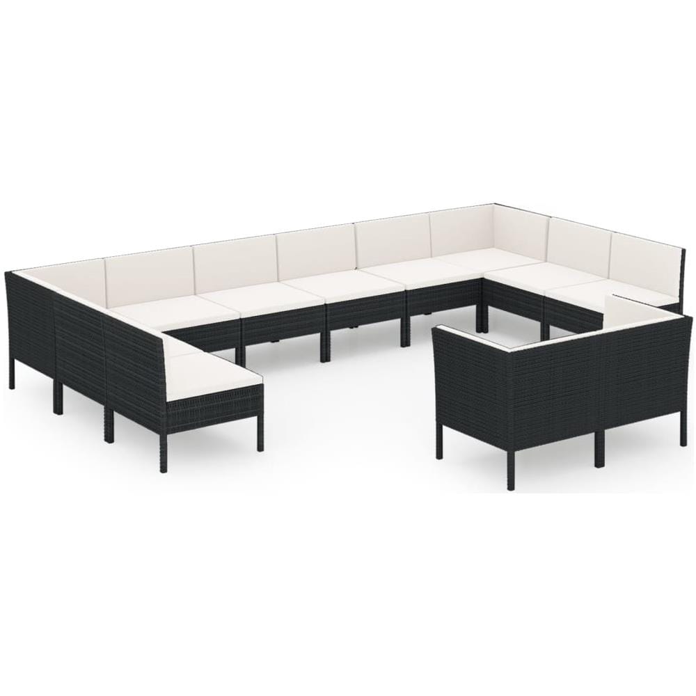 Set Divani Da Giardino 12 Pz Con Cuscini In Polyrattan Nero - Foto 2
