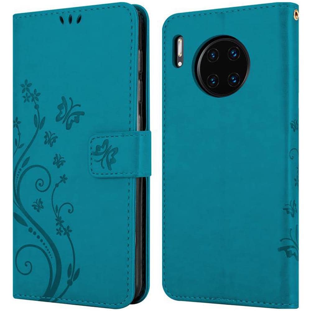 Custodia Compatibile Con Huawei Mate 30 Pro In Blu Fiore - Coperchio Protettivo In Design Floreale Con Chiusura Magnetica, Funzione Stand E Slot Per Carte - Foto 8