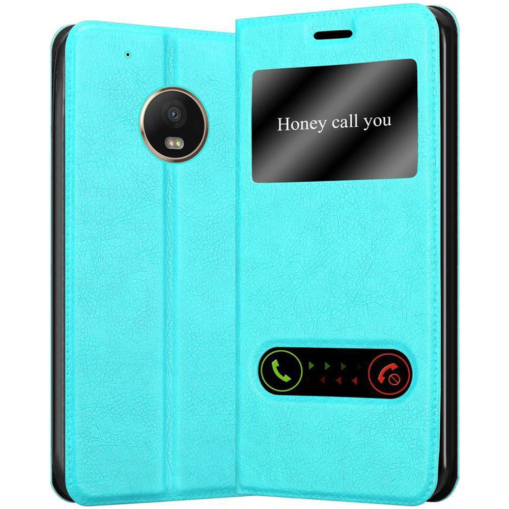 Custodia Compatibile Con Motorola Moto G5 Plus In Turchese Menta - Coperchio Protettivo Con Chiusura Magnetica, Funzione Stand E 2 Finestre Di Visualizzazione - Foto 1