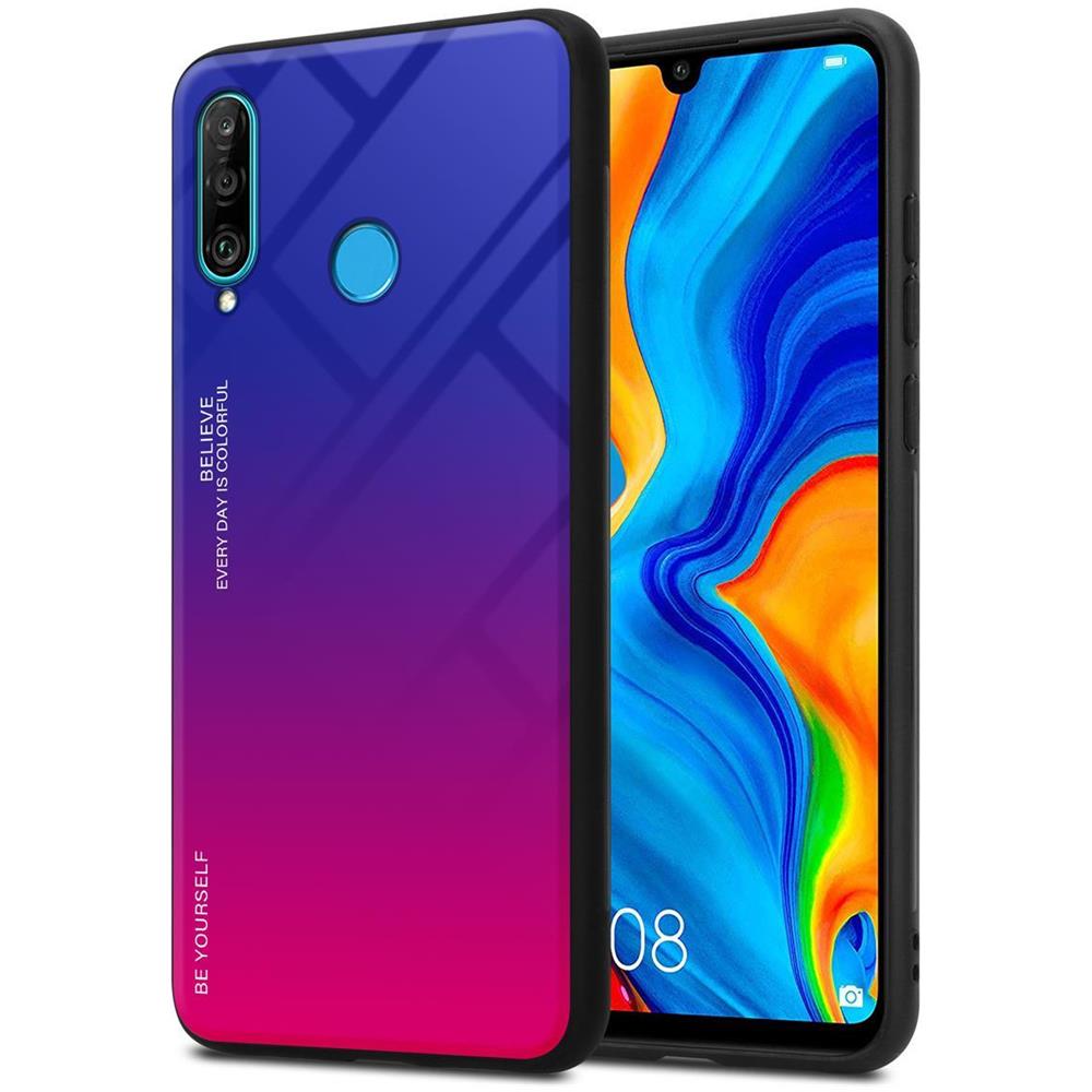 Cadorabo Custodia Compatibile Con Huawei P30 Lite In Viola - Rosso - Coperchio Protettivo Bicolore In Vetro Temperato E Silicone Tpu - Foto 1