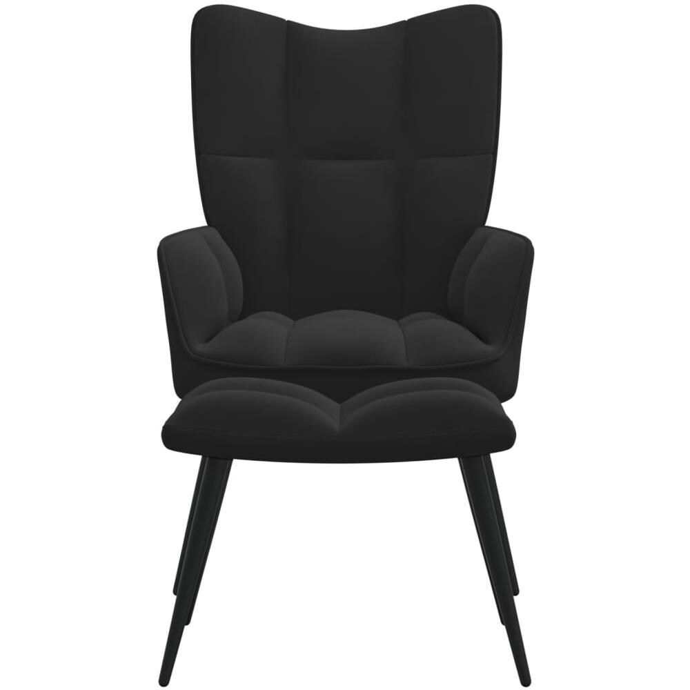 Poltrona Relax con Poggiapiedi Nero in Velluto - Foto 3