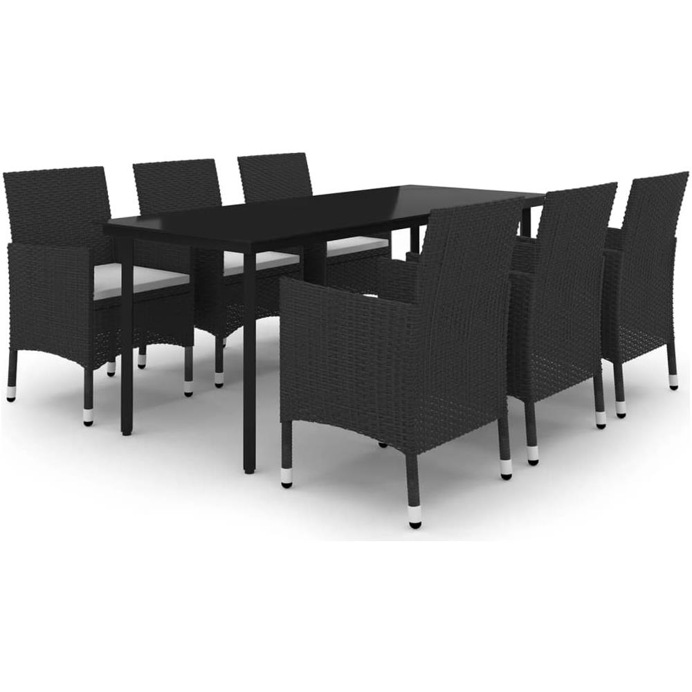 Set Da Pranzo Da Giardino 7 Pz E Cuscini In Polyrattan E Vetro - Foto 2