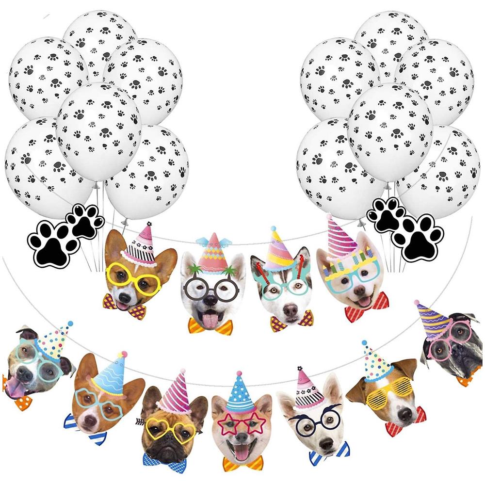 JeVenis Kit ghirlanda di palloncini di compleanno per cani, decorazioni per feste di cucciolo, forniture Let's Pawty, decorazioni di compleanno per cani blu